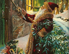 Санта с подарками стучится в двер